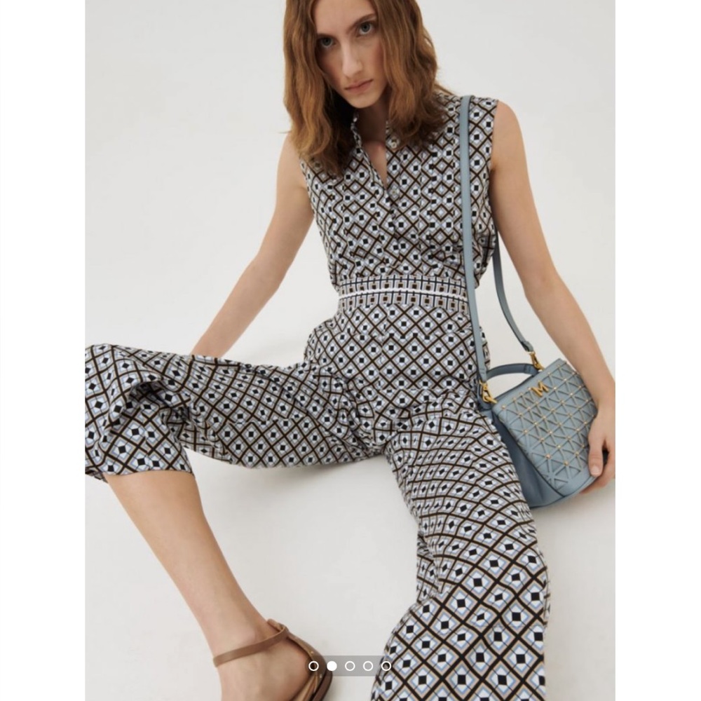 Marella Poplin Ankle Wide Leg Cropped Pants, Size 12